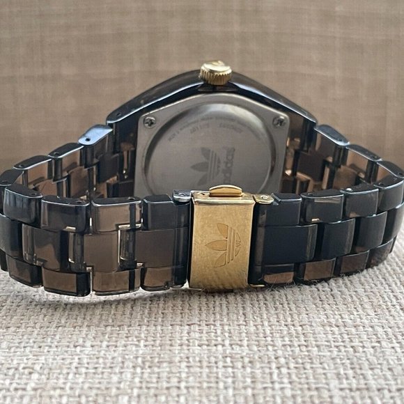 Adidas Ladies Wristwatch Date Calendar Dark Brown Band Quartz Analog - Picture 7 of 8